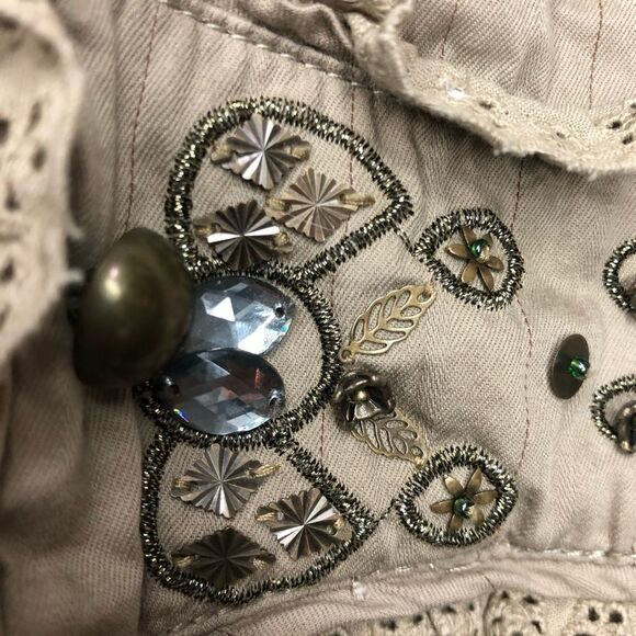 Vero Moda Tan Beaded Lace Blazer Medium Neutral Minimalist 100% Cotton - Picture 10 of 13